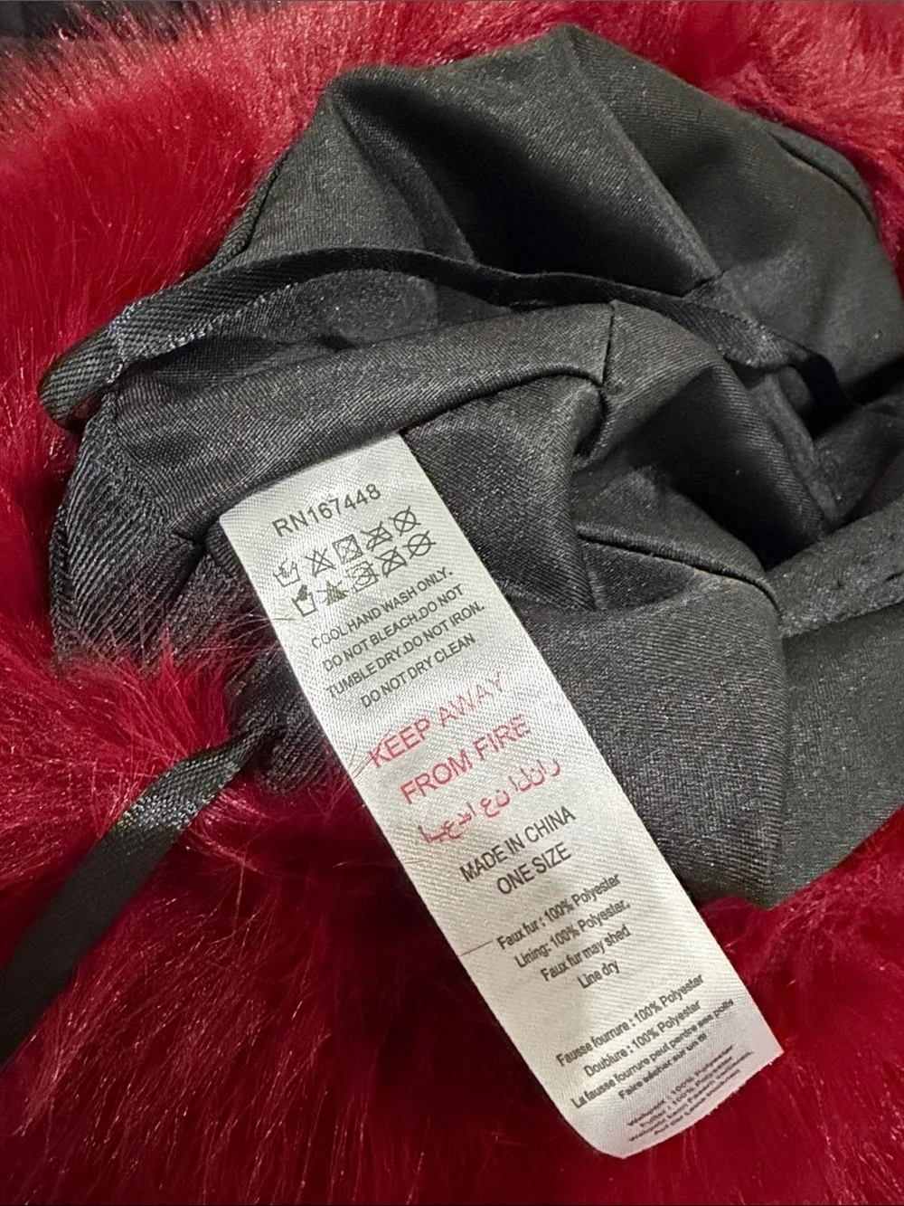 Plush Faux Fur Bucket Hat - cherry Red